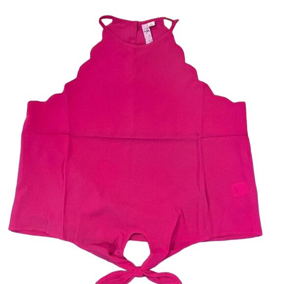 NWT Francesca's Alya Fuchsia Pink Scallop Sleeves Front Tie Tank Top - SIZE S - Picture 3 of 9